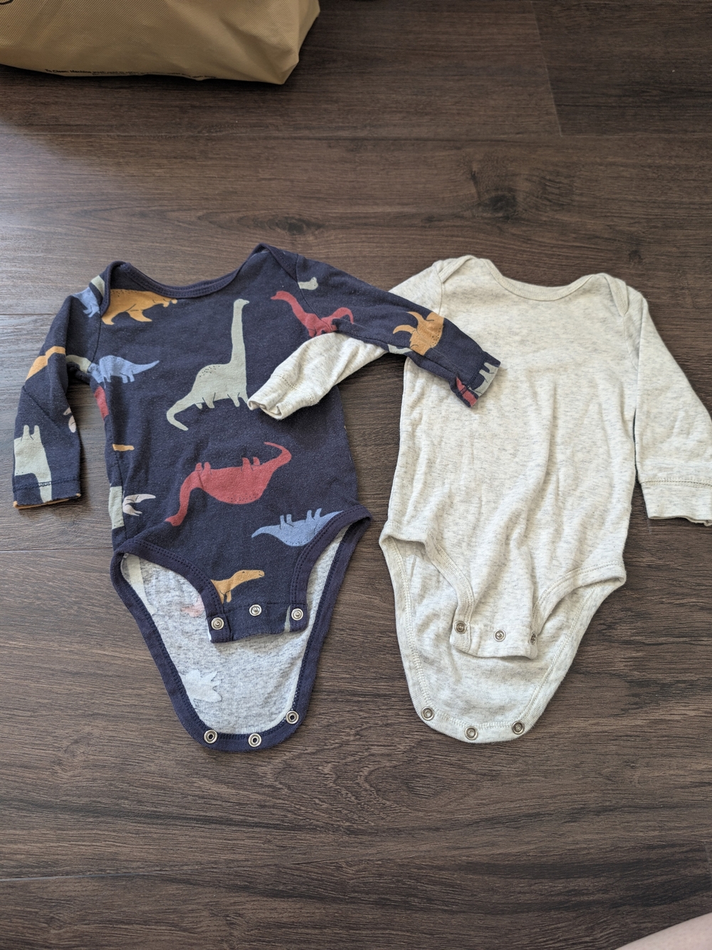 Carter's | Navy Dinosaur & Heather Gray Long Sleeve Onesies - 6M